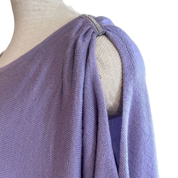 Chico's Boat Neck Slit Sleeve Cashmere Pullover Blouse Lavender Size 3 - Picture 3 of 12